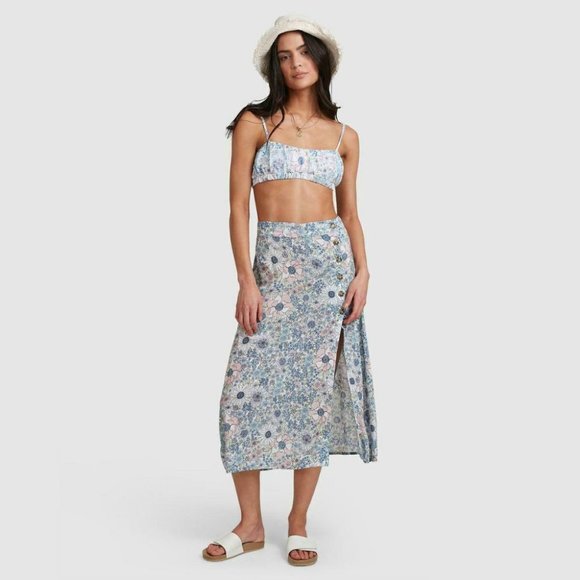 Billabong BNWT Field Day A-Line Midi Skirt Blue Size Large RRP $80 - Picture 2 of 12